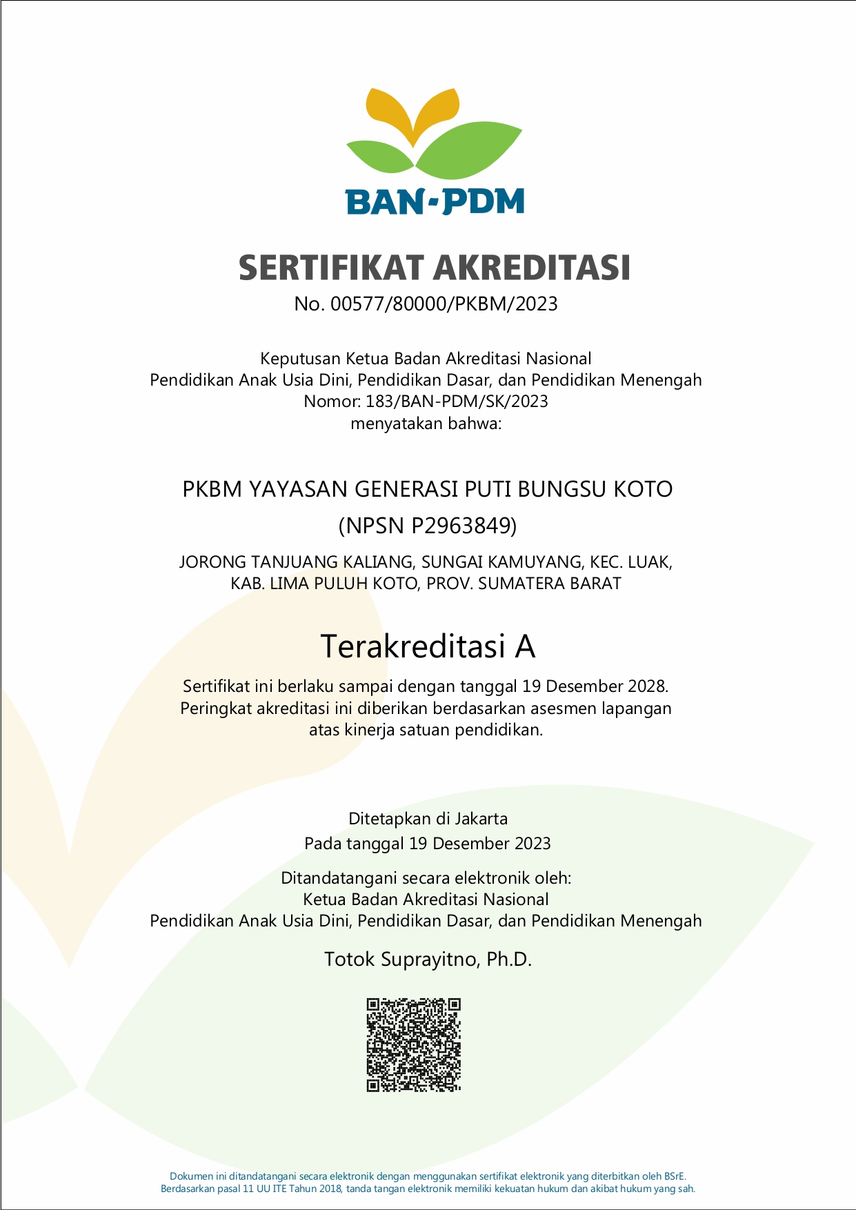 Sertifikat Akreditasi